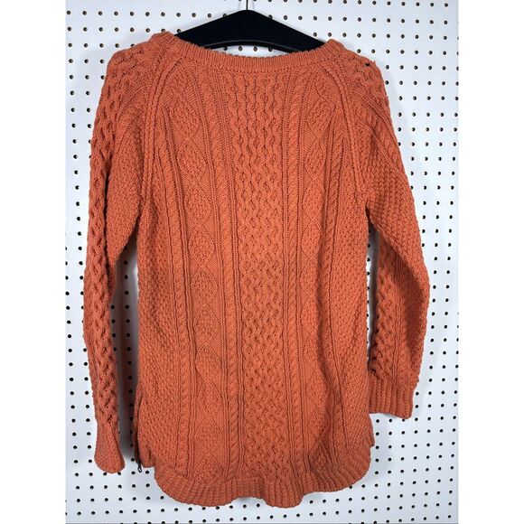 L.L Bean Signature fisherman cable tunic knit side zipper sweater size M - Picture 2 of 6